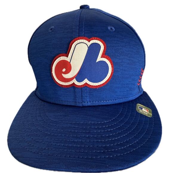 Montreal Expos MLB New Era Men’s 59FIFTY Fitted Hat - Blue Size 7 - Picture 1 of 4